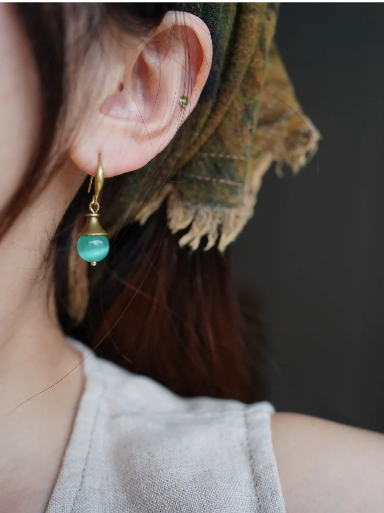 Vintage-style blue earrings, handcrafted jewelry with timeless elegance