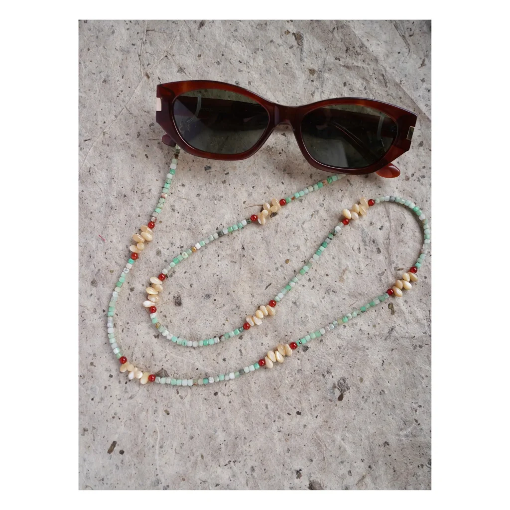 Exquisite red agate long necklace, perfect as an eyeglass chain, adding elegance to daily use.