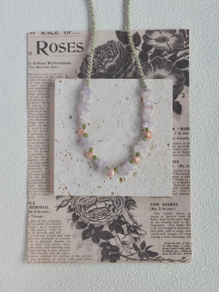 Crystal necklace pairs beautifully with vintage Czech beads, capturing the essence of unique summer jewelry.