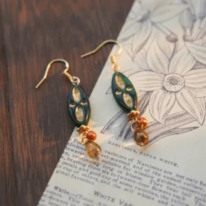 Handcrafted Czech bead earrings reflect vintage French Phoebe-style charm with delicate details.