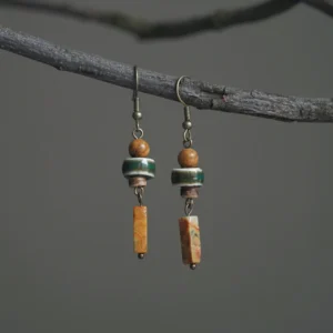 Natural stone earrings feature handcrafted original design for a refined artistic expression