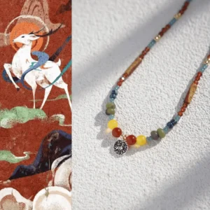 Handmade Nine-Colored Deer Necklace with 14K gold-plated accessories, showcasing oriental culture and craftsmanship.