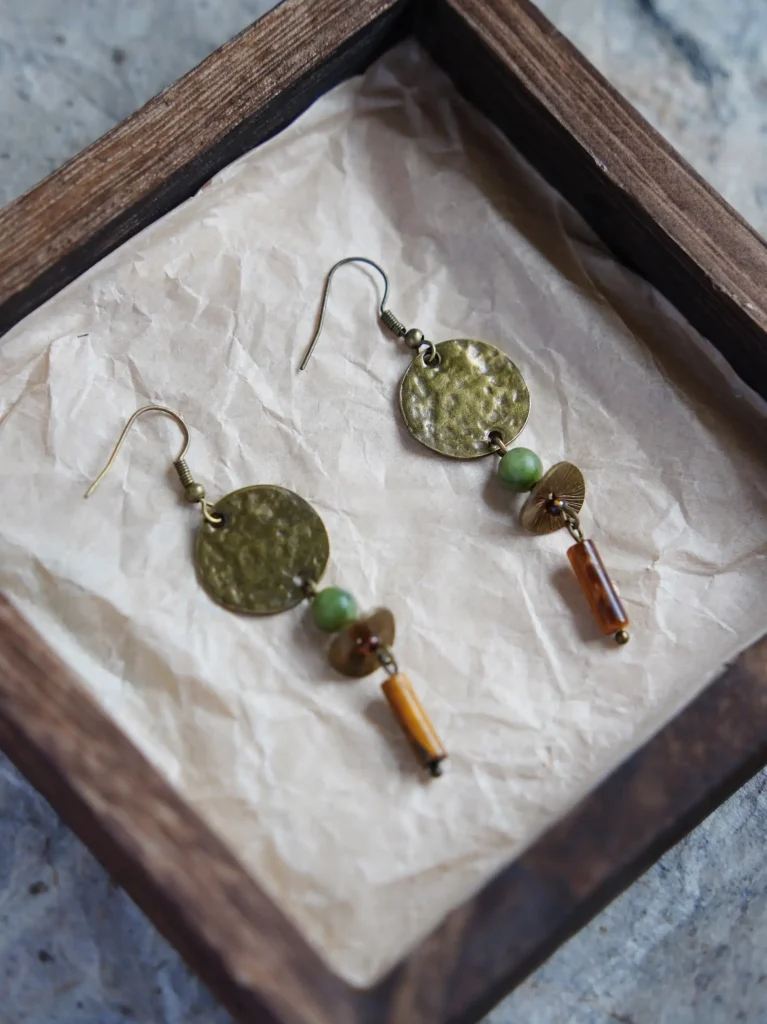 Handmade earrings with tiger’s eye, perfect for boho-inspired outfits