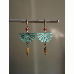 fan-shaped earrings handcrafted for an antique, feminine charm.