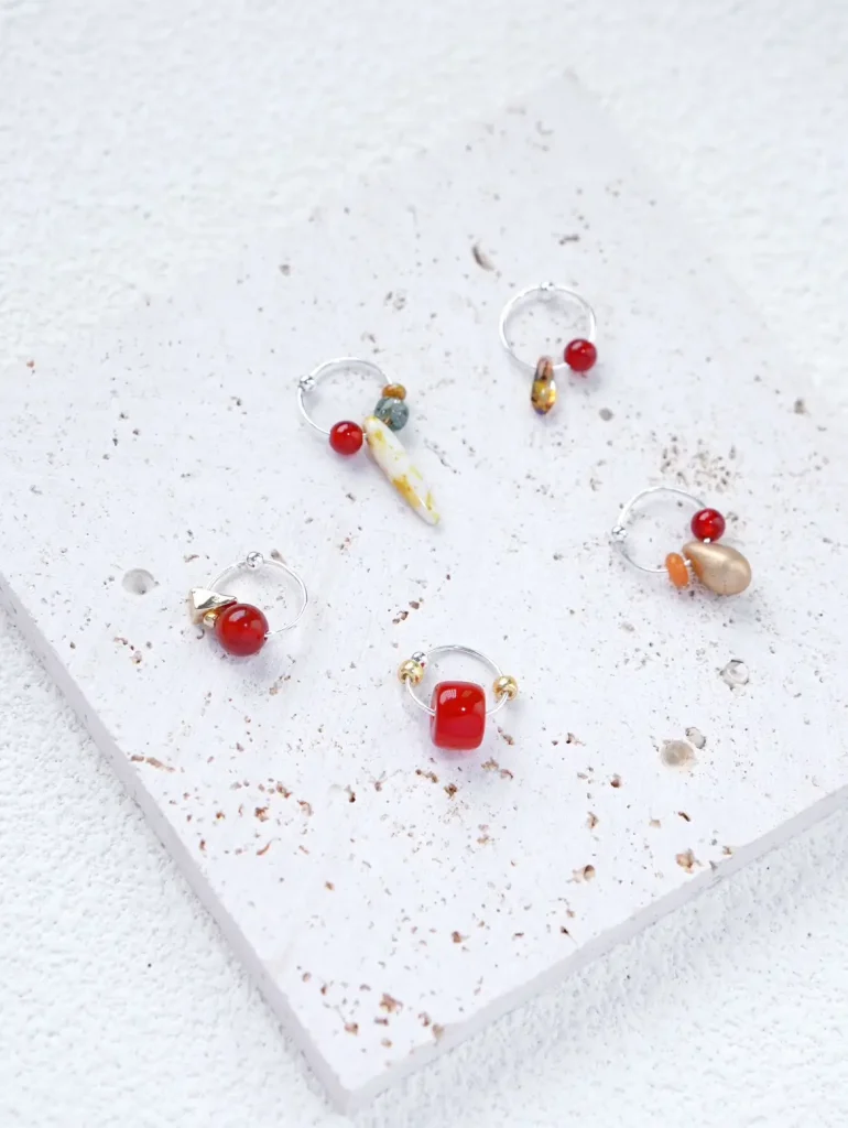 Red agate earrings with natural gemstones, an exquisite and simple accessory for women.