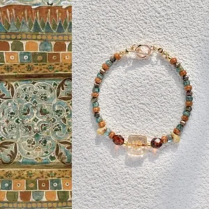 Handmade beaded bracelet with colorful vintage Czech glass for everyday wear