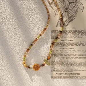 Necklace on a plain background, front view