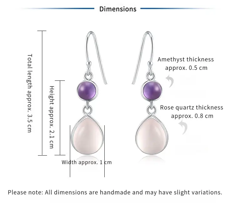 Jewea handmade with detailed size dimensions for a comfortable and elegant fit