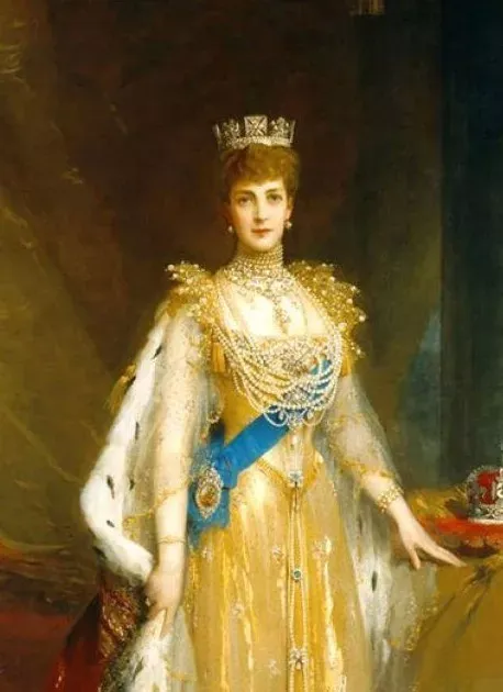 Princess Alexandra of Wales wearing a stunning choker-style necklace, showcasing her elegant taste in jewelry.