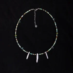 Vintage pearl necklace pairs with Australian jade to create a handcrafted piece for everyday elegance