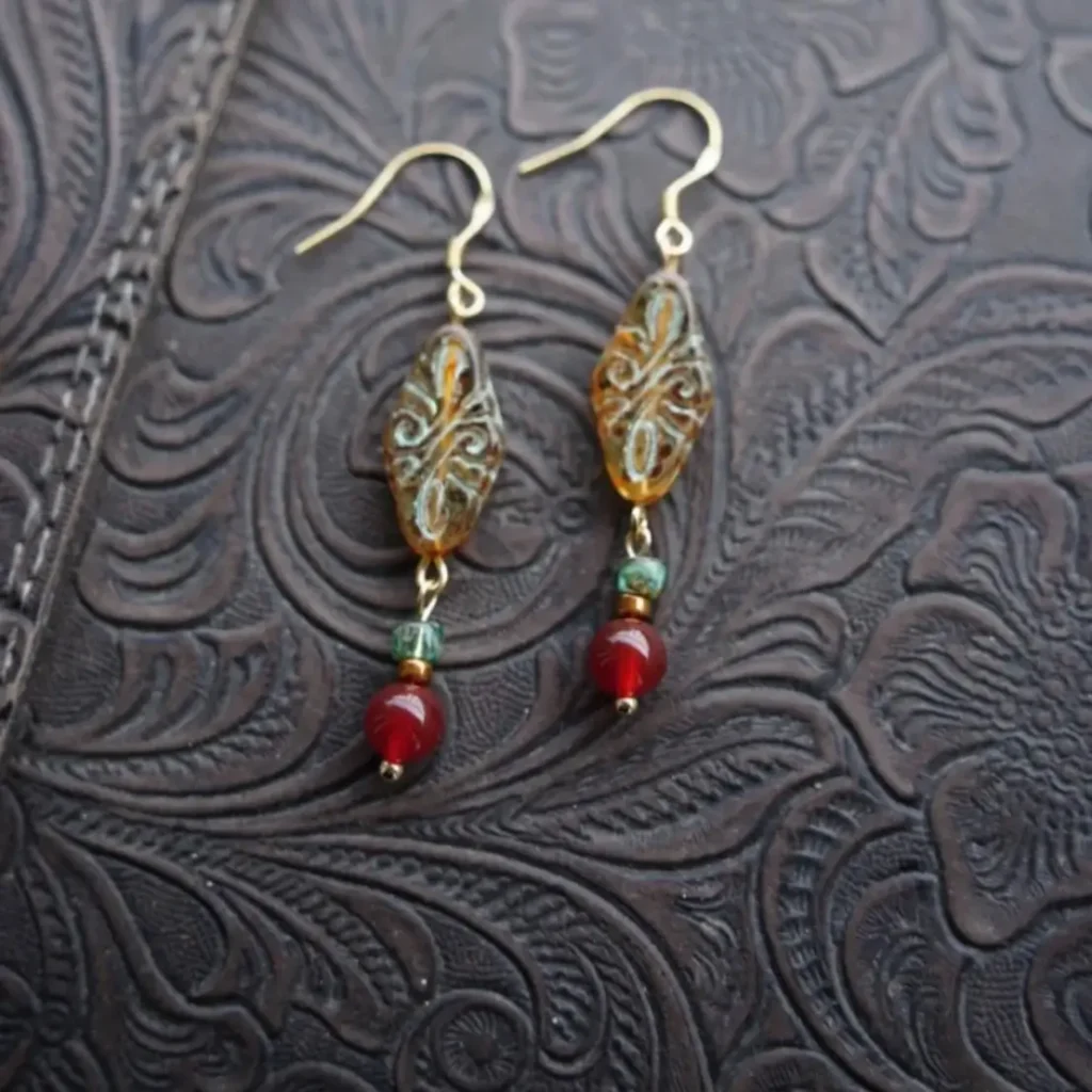 925 sterling silver gold-plated Czech glass earrings