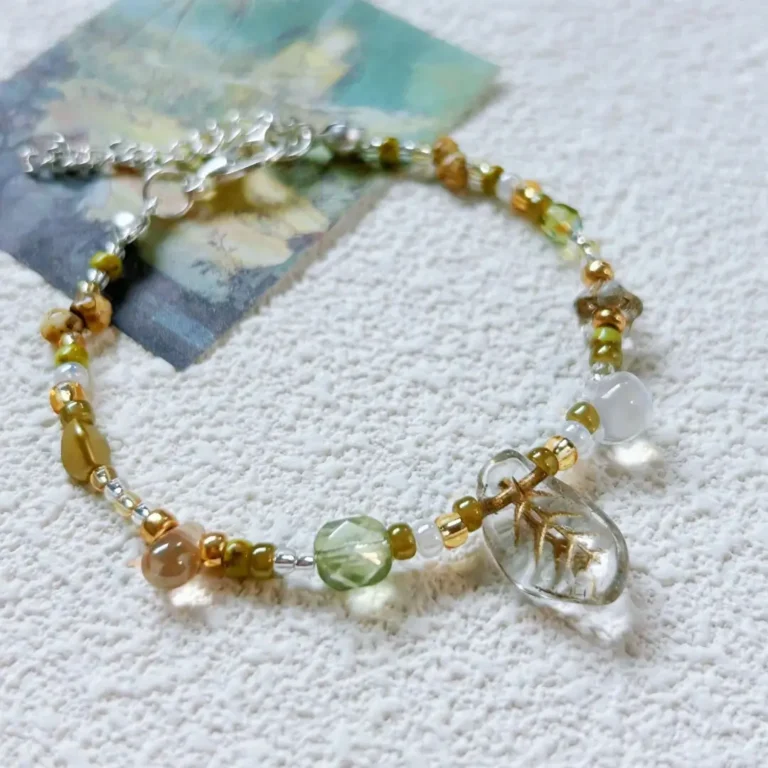 Women's beaded bracelets with botanical style, perfect for everyday stacking