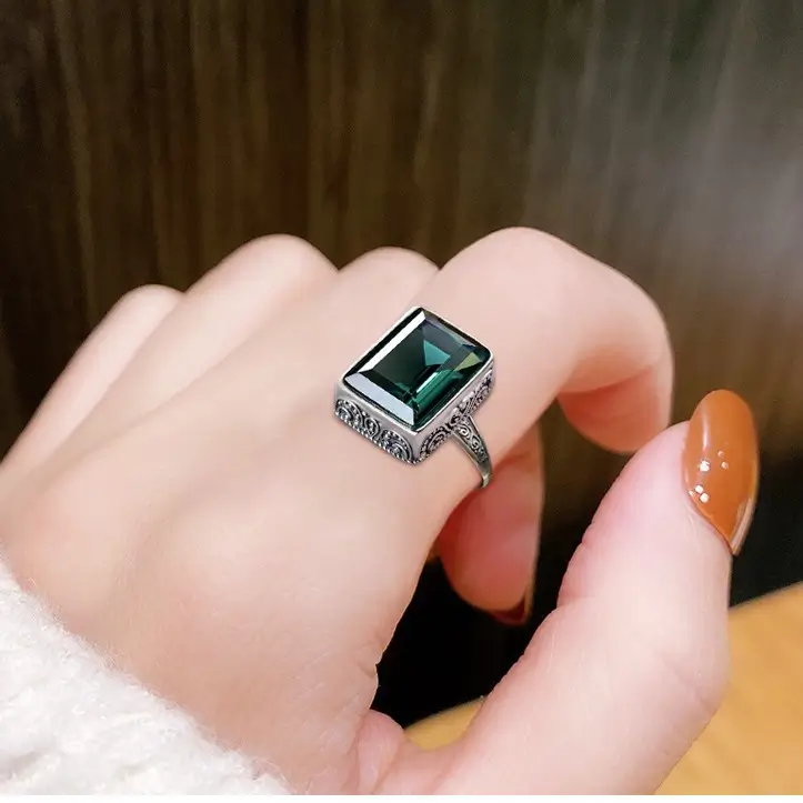 Crystal-embedded Silver Jewelry ring, easy daily Tarnish Care