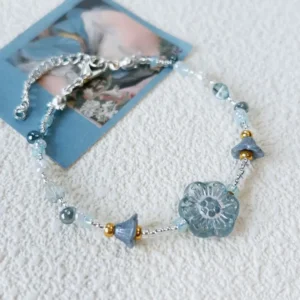 Handmade summer-style beaded bracelet for women featuring Czech beads and Miyuki seed beads, perfect for stacking.