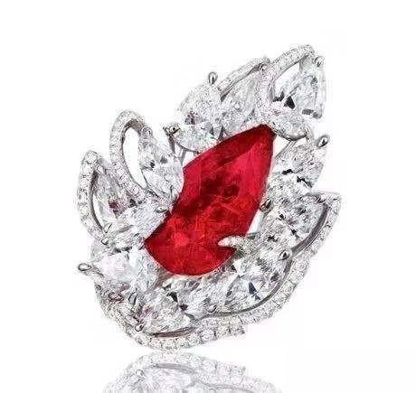 5.32-carat Burmese pigeon’s blood ruby ring with diamond accents