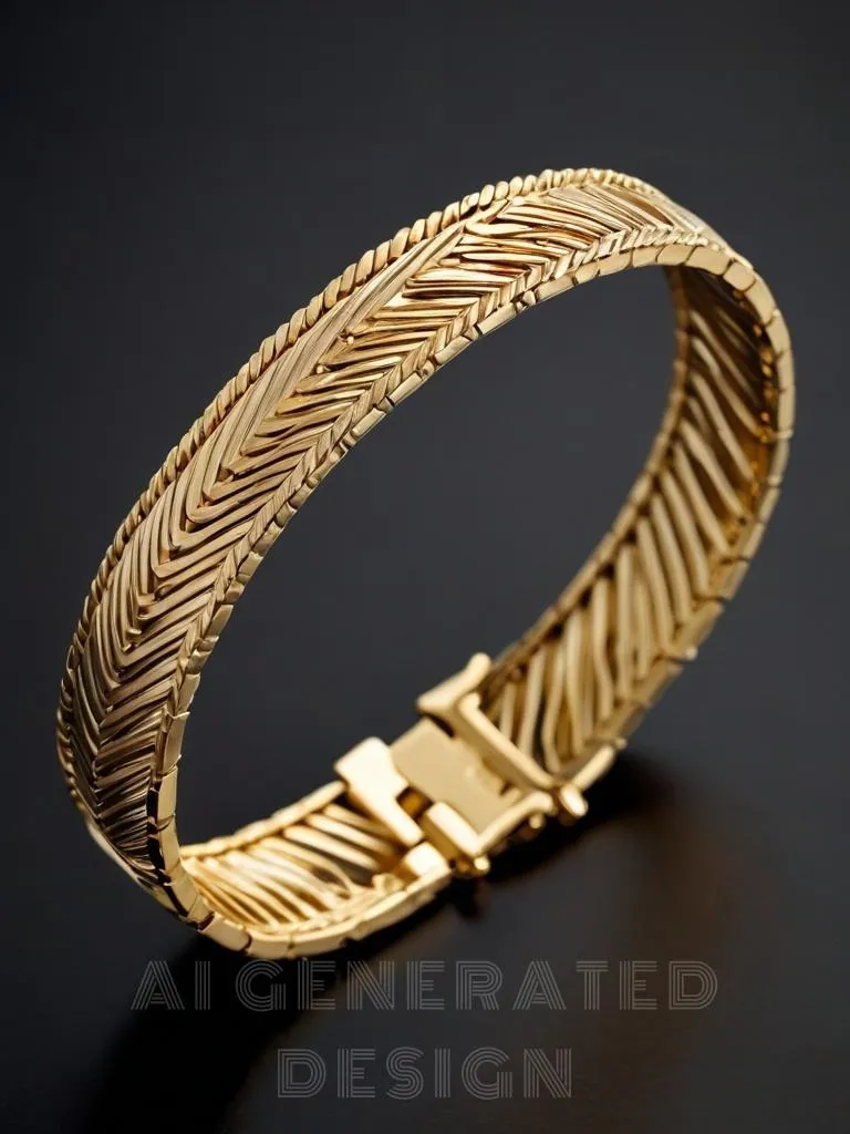 An illustration of a gold ring featuring a continuous V-shaped pattern on its surface. The design is simple yet modern, showcasing a unique geometric aesthetic.