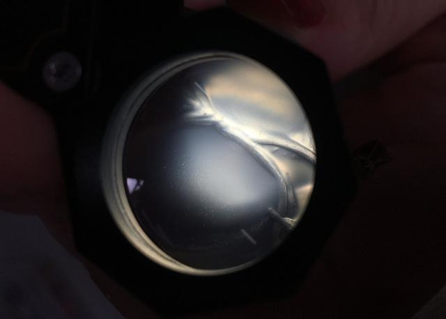 Close-up of Brazilian purple agate under magnification with occasional natural banding
