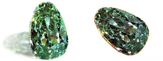 The 40.70-carat Dresden Green diamond, an extremely rare fancy green colored diamond.