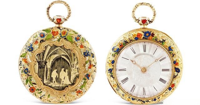 Elegant enamel pocket watch with harmonious colors, showcasing Jewelry Metal Texturing Techniques