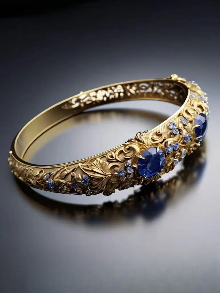 A vintage handmade gold ring featuring a set sapphire and a delicate floral pattern, blending natural elegance with luxurious craftsmanship.