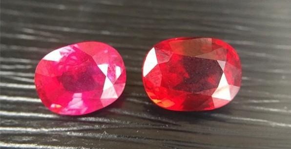 Left: Type 1 Pigeon’s Blood Ruby, Right: Type 2 Pigeon’s Blood Ruby