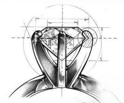 A hand-drawn cross-section diagram of a channel-set ring showing how gemstones are secured within the metal channel, illustrating craftsmanship standards in the Jewelry Setting Quality Guide.