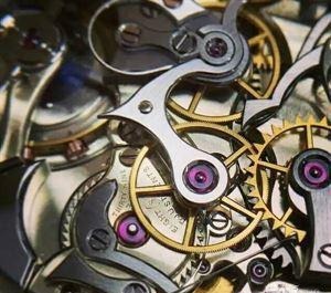 Industrial synthetic sapphires used in watch mechanisms, illustrating internal components with sapphire bearings
