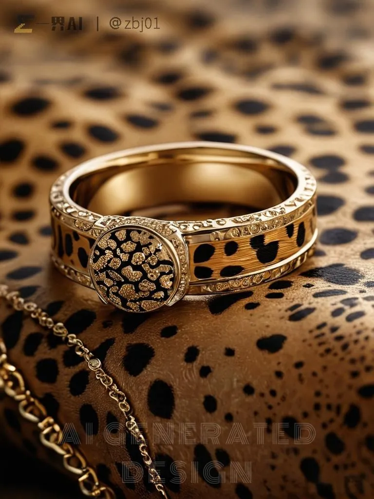 A vintage handmade ring featuring a panther print pattern, with vivid spots mimicking a panther's coat for a bold and stylish design.