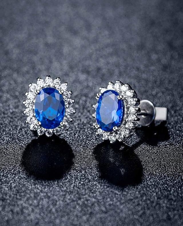Synthetic sapphires used in jewelry, shown in a Royal Blue sapphire ring