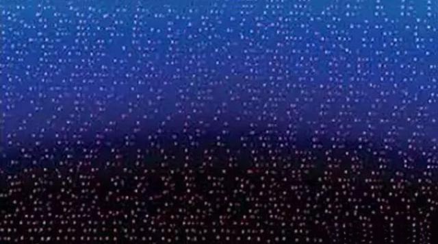 Microscope image showing dot-like gas bubbles inside a synthetic sapphires