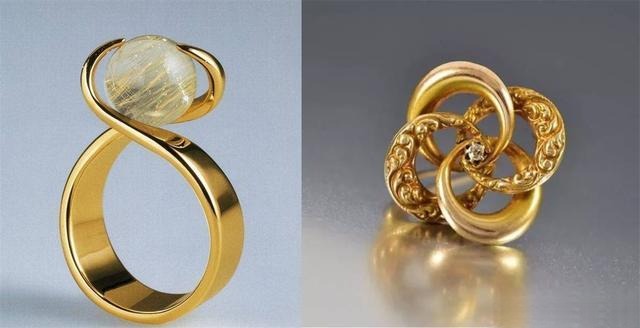 Two unique minimalist diamond rings with polished metal, showing layered textures and expressive design