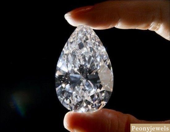 101-carat pear-shaped white diamond auctioned at Christie's, showcasing high-dispersion brilliance with a dispersion value of 0.044