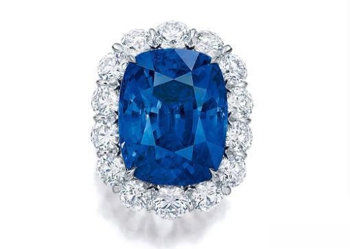 49.06ct natural Burmese unheated cornflower blue sapphire ring set with diamonds, rare sapphire auction piece
