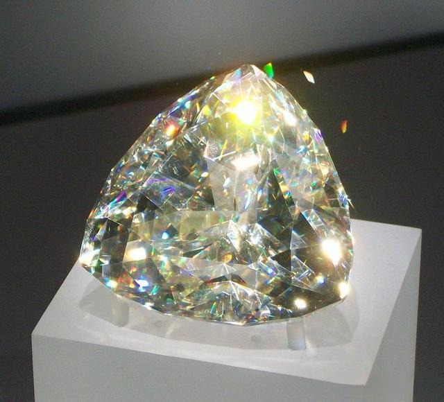 896.39-carat cerussite gemstone at the Royal Ontario Museum, Canada, displaying vibrant rainbow-like colors, a striking example of colorful white gemstones