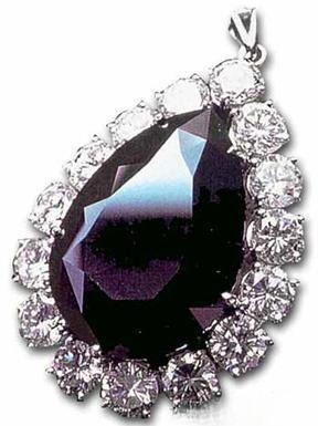 Amsterdam Black Diamond, a 33.74-carat natural black diamond from South Africa cut from a 55.85-carat rough into a 145-facet pear shape