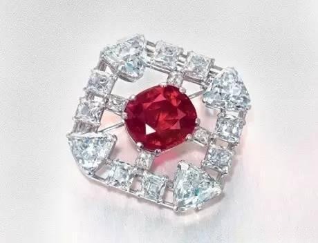 Cartier 10.1-carat cushion-cut Pigeon Blood ruby brooch sold at Christie’s Hong Kong for HKD 65.08 million (~USD 8.4 million), approximately USD 830,000 per carat.