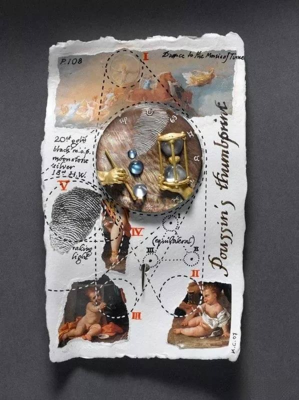 Jewelry piece displayed with its design sketch, illustrating Kevin Coates’s creative process and artistic craftsmanship