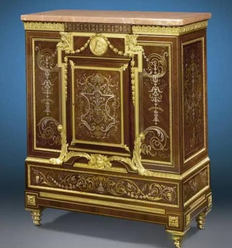 Louis XIV cabinet showcasing exquisite fine wood marquetry craftsmanship