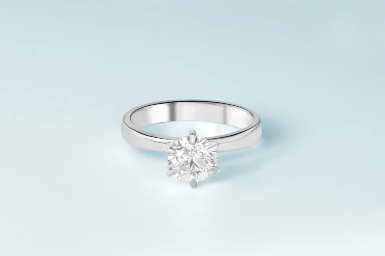 Detailed view of a single diamond ring highlighting gemstone cut and sparkle