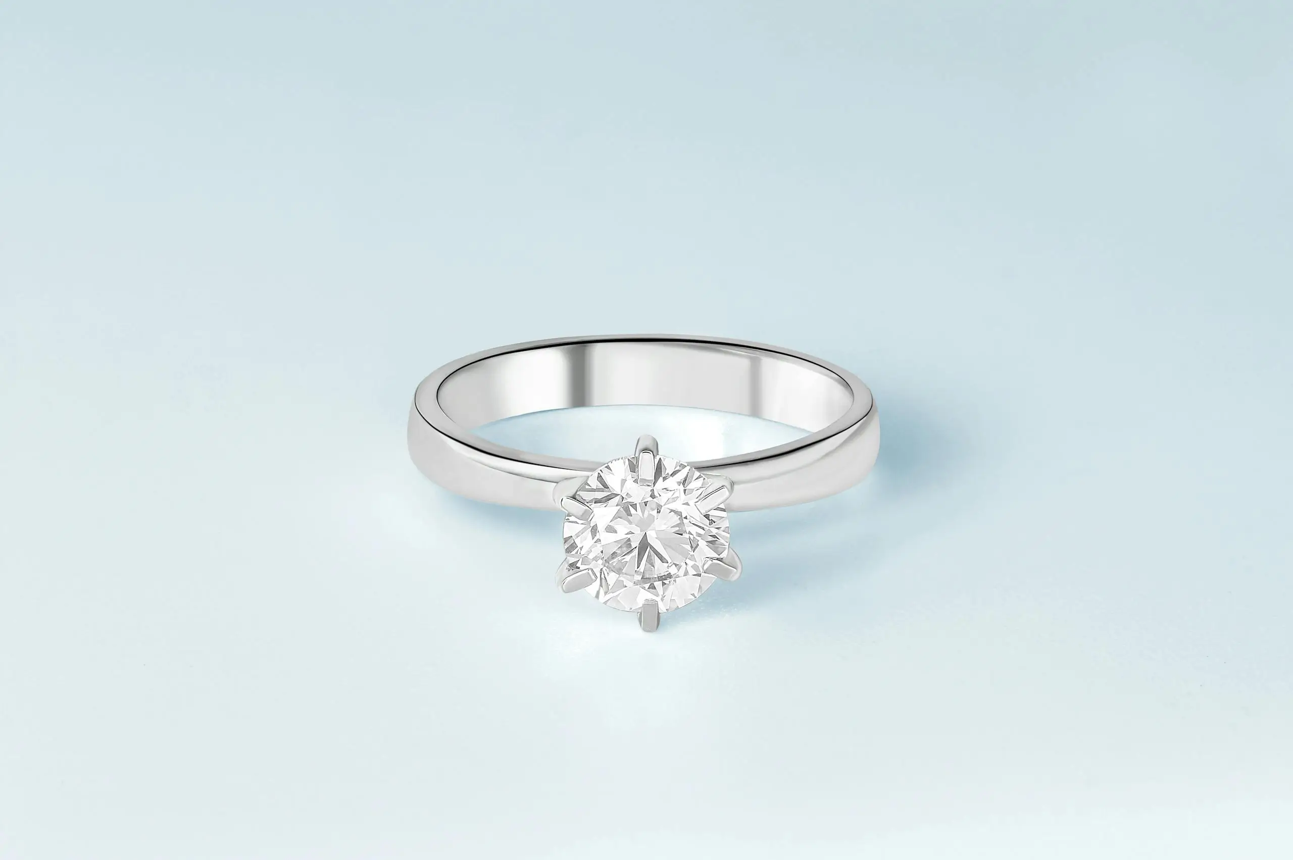 Detailed view of a single diamond ring highlighting gemstone cut and sparkle