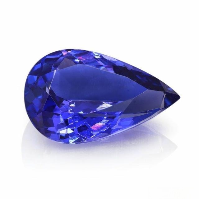 Pear-cut Tanzanite gemstone showcasing rich violet-blue color and brilliance from multiple angles