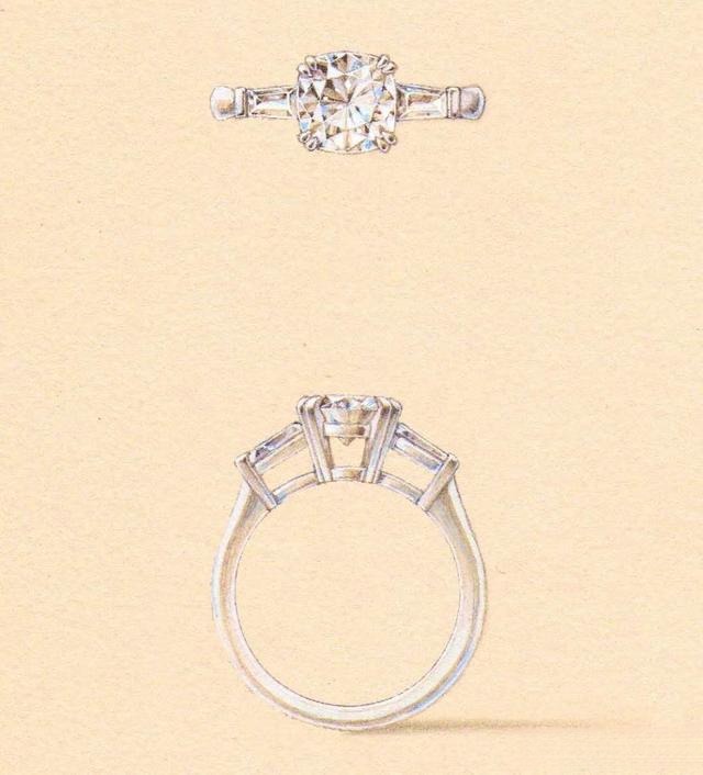 Front and side view of a single-stone diamond ring, custom-designed by Jewea, showcasing its elegant simplicity and craftsmanship.