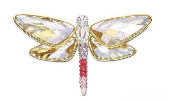 Swarovski glass butterfly brooch featuring brilliant crystal wings and elegant metal detailing.