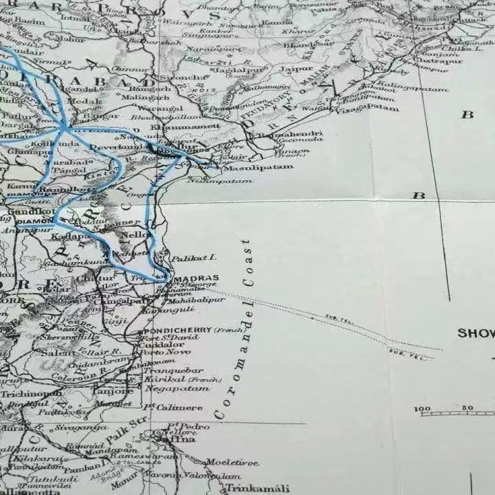 Map illustrating the location of the historic Golconda diamond mining region in India, the source of many of the world's most famous diamonds.