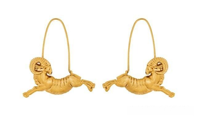 Givenchy ZODIAC Aries earrings featuring red garnet stones and elegant gold design reflecting the fiery traits of Aries