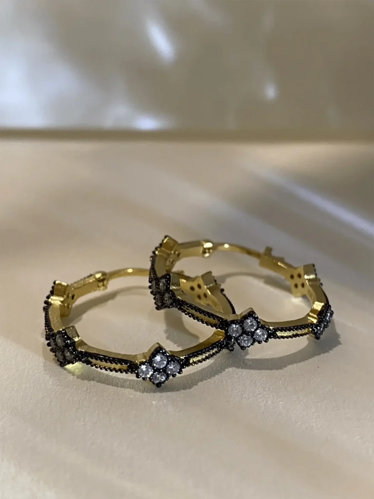 Handmade minimalist earrings for women, featuring a tubular design and zircon accents for everyday vintage elegance.