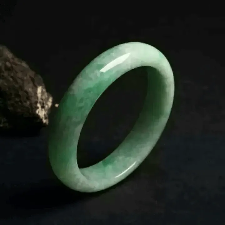 Jewea custom bean jadeite bracelet, visible fine grains, opaque and natural