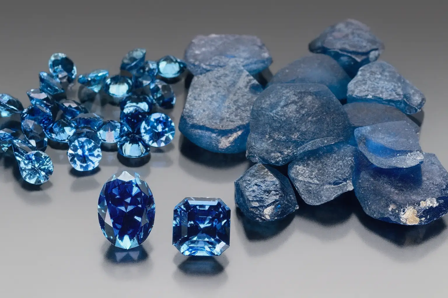 Yogo Gulch Montana sapphire showing uniform blue and purplish-blue color, a lesser known sapphire origin.