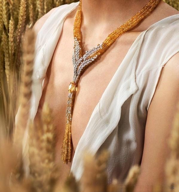 Chanel’s Moisson d’Or Necklace, featuring a 16.8ct yellow sapphire centerpiece and numerous smaller yellow sapphires.