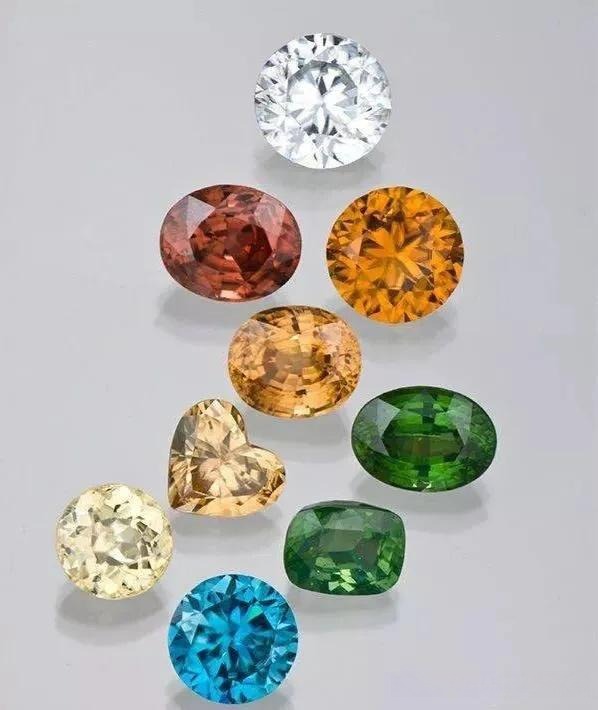 A colorful collection of the December birthstone, which is also known as the Hyacinth Stone due to its varied and beautiful colors.